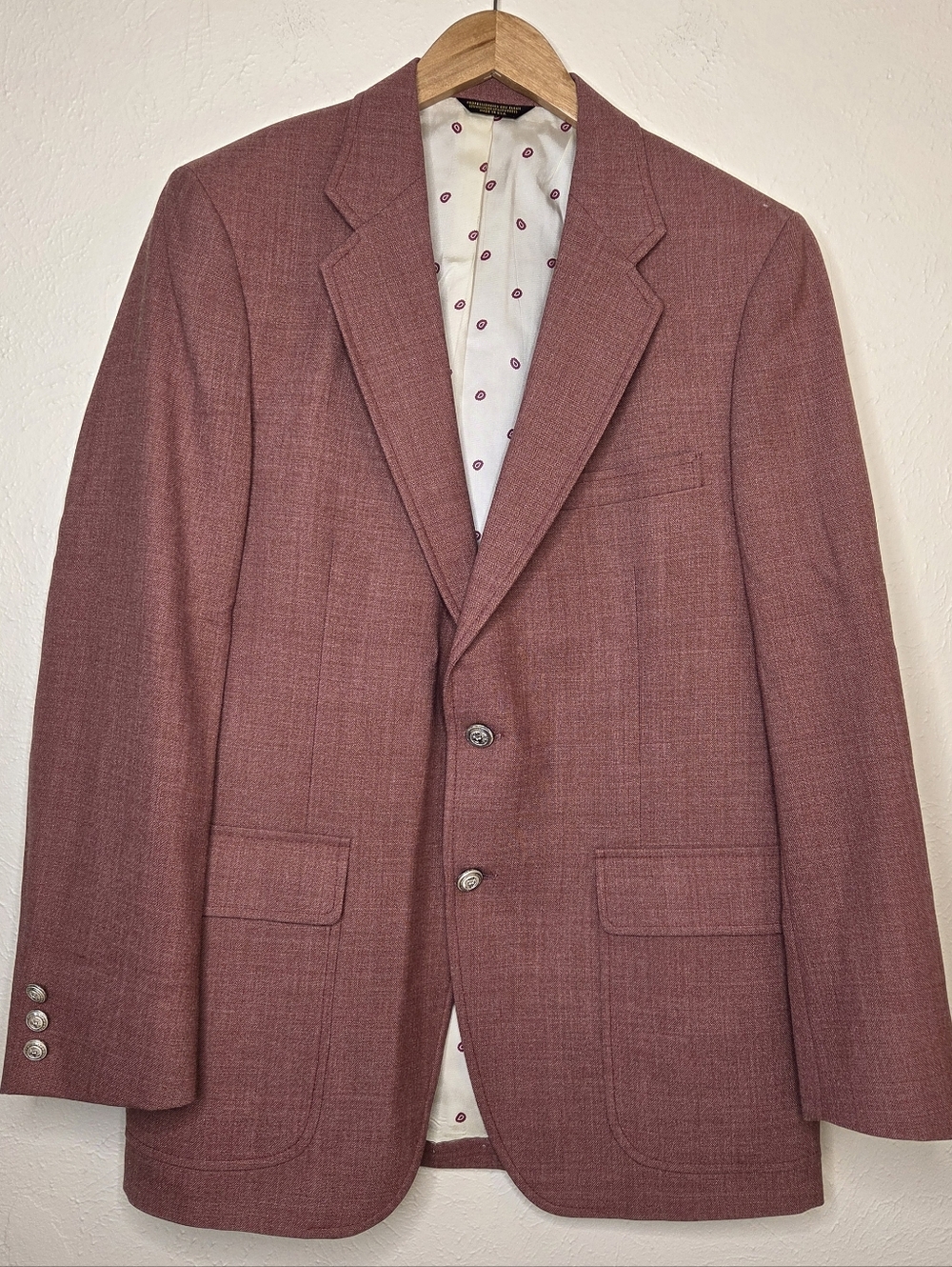 Vintage Adams Row Mauve Blazer Sport Coat USA Made 2 Button Lined 42R
